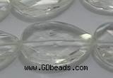 CCC812 22*30mm faceted flat teardrop natural white crystal beads