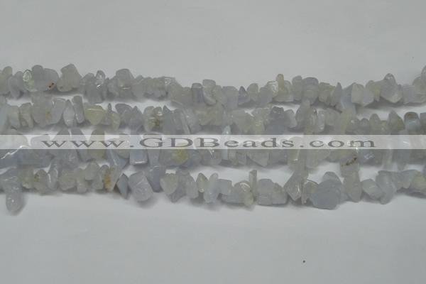 CCH218 34 inches 5*8mm blue chalcedony chips gemstone beads wholesale