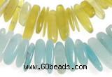 CCH22 16 inches Korea jade & amazonite chips gemstone beads