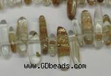 CCH340 15.5 inches 5*20mm gold sand quartz chips beads wholesale