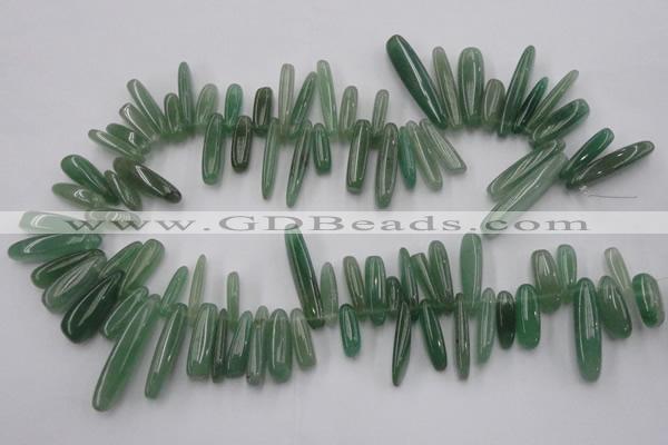 CCH405 15.5 inches 6*22mm - 7*35mm green aventurine chips beads