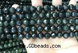 CCJ344 15.5 inches 8mm faceted round dark green jade beads