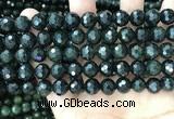 CCJ345 15.5 inches 10mm faceted round dark green jade beads