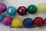 CCN1005 15.5 inches 12mm faceted round multi colored candy jade beads