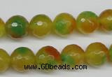 CCN1295 15.5 inches 12mm faceted round rainbow candy jade beads