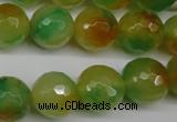 CCN1296 15.5 inches 14mm faceted round rainbow candy jade beads