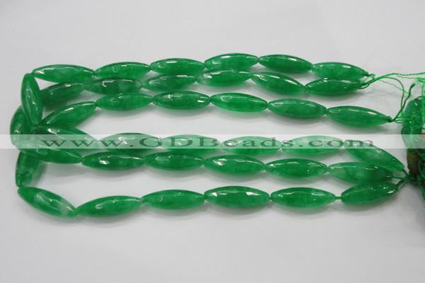 CCN1670 15.5 inches 10*30mm faceted rice candy jade beads wholesale