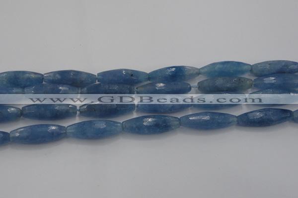 CCN1720 15.5 inches 10*30mm faceted rice candy jade beads