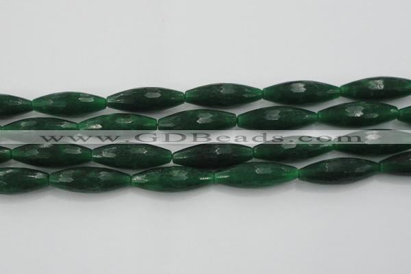 CCN1721 15.5 inches 10*30mm faceted rice candy jade beads