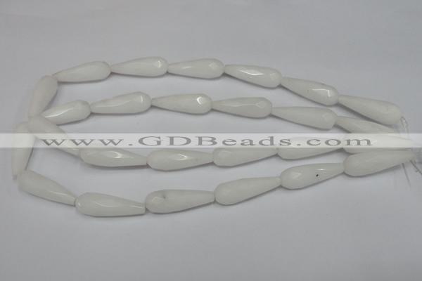 CCN197 15.5 inches 10*30mm faceted teardrop candy jade beads