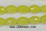 CCN2010 15 inches 10*14mm faceted rice candy jade beads wholesale