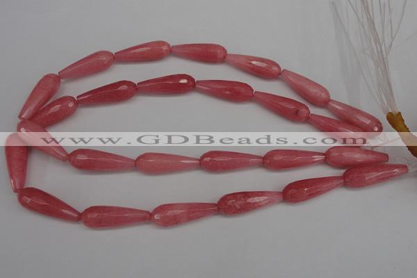 CCN2182 15.5 inches 10*30mm faceted teardrop candy jade beads