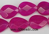 CCN2191 15.5 inches 15*20mm faceted flat teardrop candy jade beads