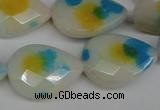 CCN2325 15.5 inches 18*25mm faceted flat teardrop candy jade beads