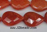 CCN2328 15.5 inches 18*25mm faceted flat teardrop candy jade beads