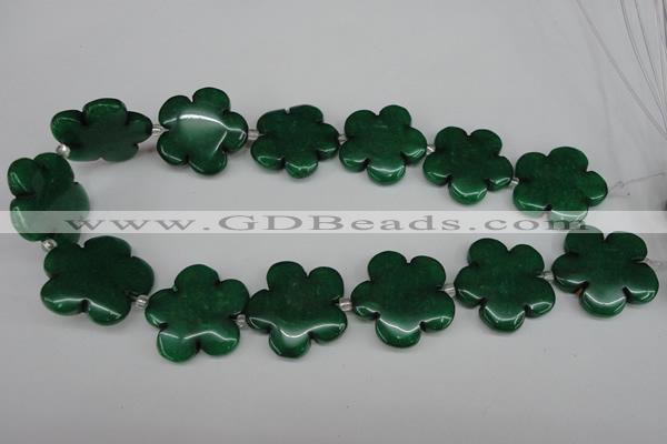 CCN2357 15.5 inches 30mm carved flower candy jade beads wholesale