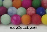 CCN2554 15.5 inches 10mm round mixed color matte candy jade beads