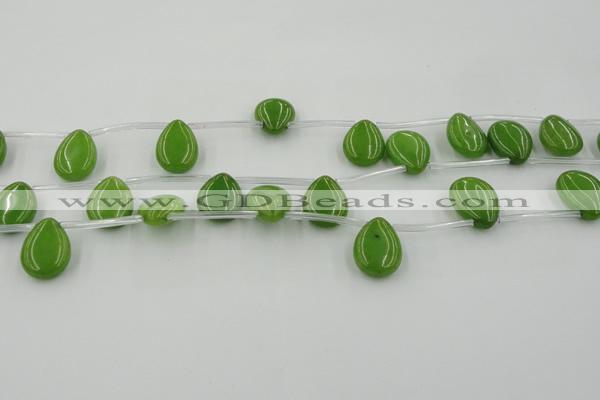 CCN2685 Top-drilled 13*18mm flat teardrop candy jade beads