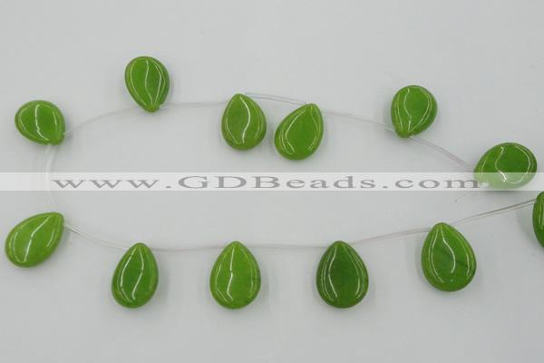 CCN2702 Top-drilled 18*25mm flat teardrop candy jade beads