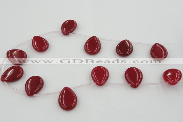 CCN2707 Top-drilled 18*25mm flat teardrop candy jade beads