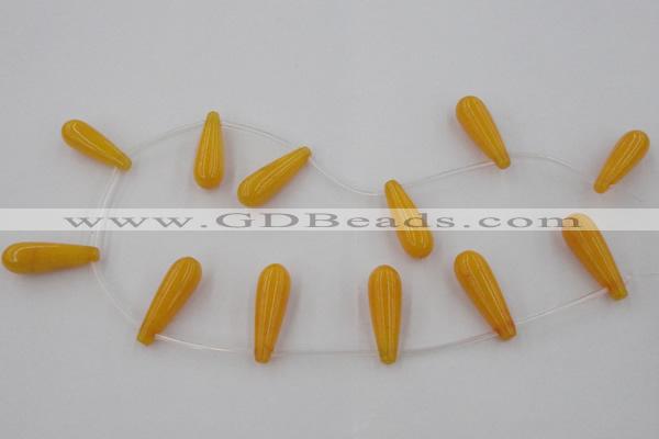 CCN2735 Top-drilled 10*30mm teardrop candy jade beads wholesale