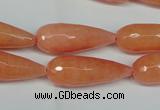 CCN2883 15.5 inches 10*30mm faceted teardrop candy jade beads