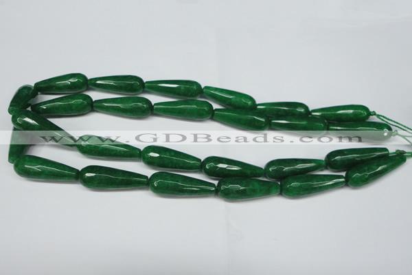 CCN2888 15.5 inches 10*30mm faceted teardrop candy jade beads