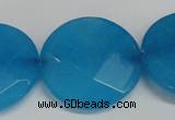 CCN290 15.5 inches 30mm faceted coin candy jade beads wholesale