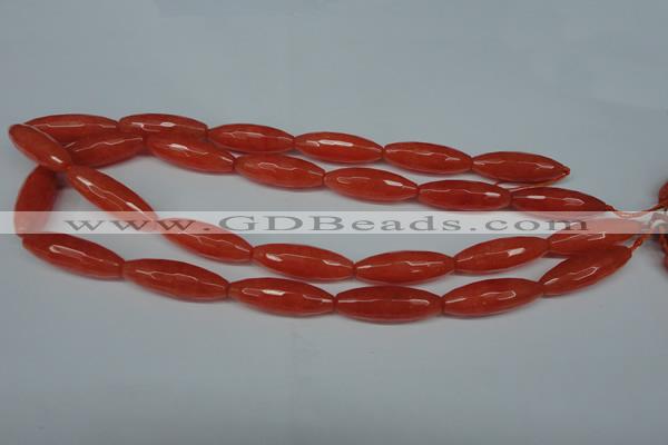 CCN2910 15.5 inches 10*30mm faceted rice candy jade beads