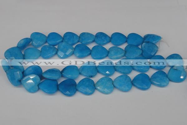 CCN361 15.5 inches 20*20mm faceted heart candy jade beads wholesale