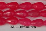 CCN3777 15.5 inches 8*12mm faceted teardrop candy jade beads