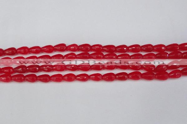 CCN3778 15.5 inches 8*12mm faceted teardrop candy jade beads