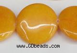 CCN3840 15.5 inches 30mm flat round candy jade beads wholesale