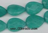 CCN385 15.5 inches 15*20mm faceted flat teardrop candy jade beads