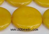 CCN3850 15.5 inches 35mm flat round candy jade beads wholesale