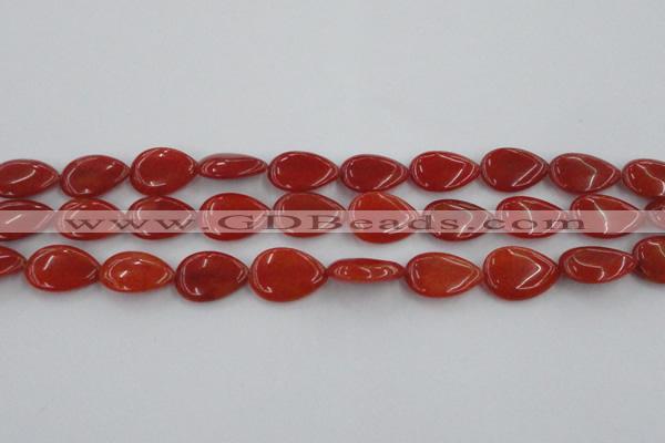 CCN3878 15.5 inches 15*20mm flat teardrop candy jade beads