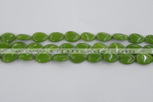 CCN3883 15.5 inches 15*20mm flat teardrop candy jade beads