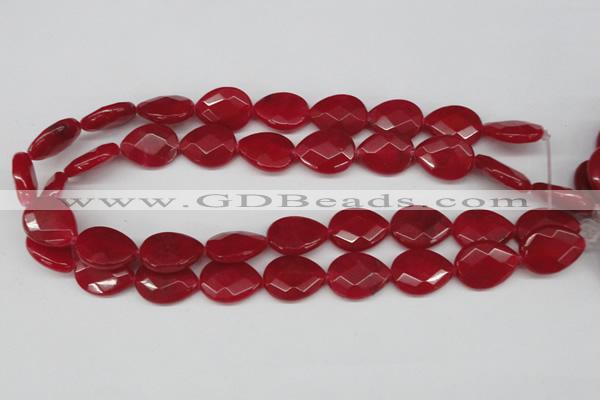 CCN391 15.5 inches 15*20mm faceted flat teardrop candy jade beads