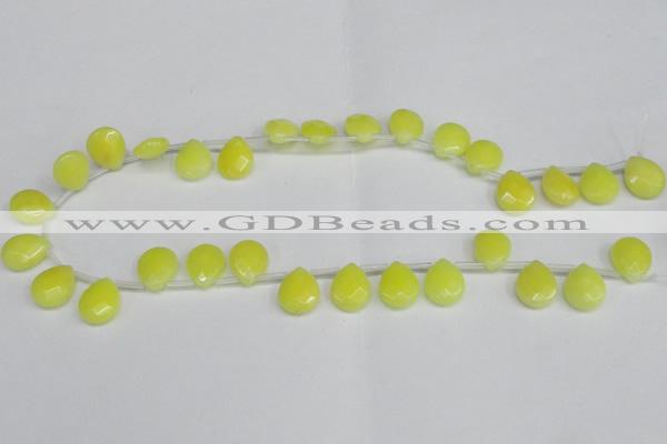 CCN3933 Top-drilled 12*15mm briolette candy jade beads wholesale