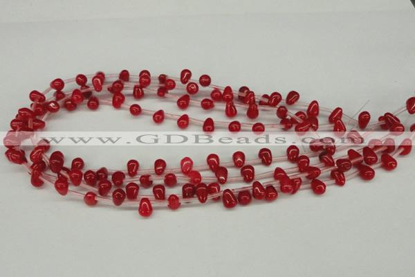 CCN437 15.5 inches Top-drilled 6*9mm teardrop candy jade beads