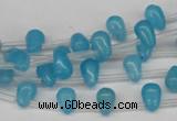 CCN440 15.5 inches Top-drilled 6*9mm teardrop candy jade beads