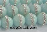 CCN4612 15.5 inches 10mm round candy jade with rhinestone beads