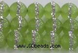 CCN4623 15.5 inches 12mm round candy jade with rhinestone beads