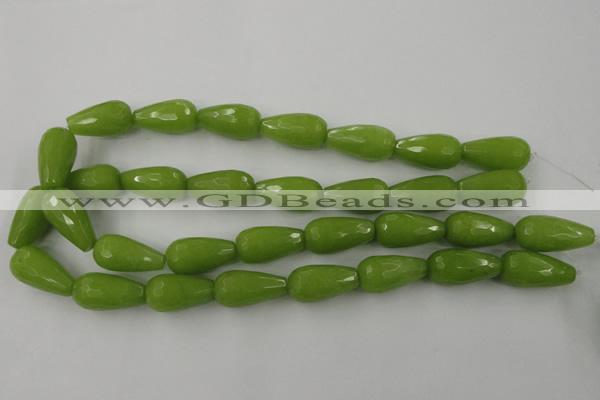 CCN997 15.5 inches 13*25mm faceted teardrop candy jade beads