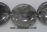 CCQ122 15.5 inches 35mm coin cloudy quartz beads wholesale