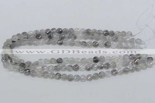 CCQ125 15.5 inches 8mm twisted coin cloudy quartz beads wholesale