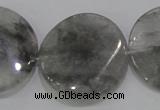 CCQ131 15.5 inches 30mm twisted coin cloudy quartz beads wholesale