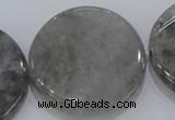 CCQ132 15.5 inches 40mm twisted coin cloudy quartz beads wholesale