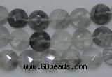 CCQ134 15.5 inches 10mm faceted coin cloudy quartz beads wholesale