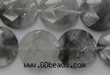 CCQ137 15.5 inches 20mm faceted coin cloudy quartz beads wholesale